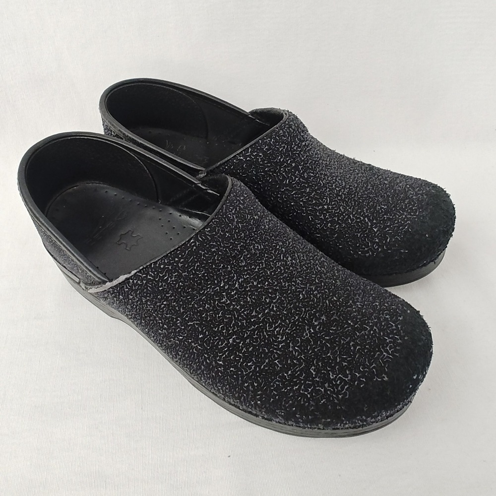 Dansko Black Jewel Textured Mule Clogs EU 39 Leather‎ Slip On Professional